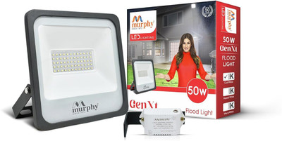 MURPHY 50W Led Waterproof with Auto On/Off Day Sensor Flood Light : Pack of 1 (Aluminium, BIS Approved) Flood Light Outdoor Lamp(White)