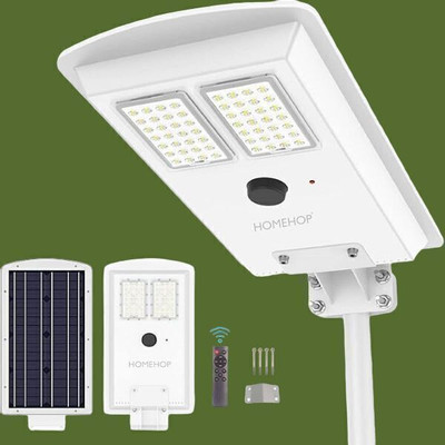 Homehop Solar LED Outdoor Automatic Motion Sensor Street 250W Model Lamp Design Warm Lights For Home Garden Waterproof Decoration Wall lighting Street Light Outdoor Lamp(White)