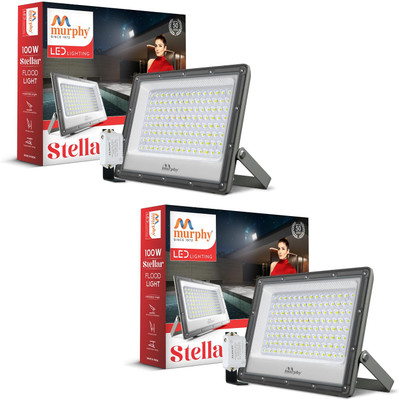 MURPHY Steller 100W Led Waterproof with Auto On/Off Day Night Light Sensor Flood Light : Pack of 2 (Cool White, BIS Approved) Flood Light Outdoor Lamp(White)