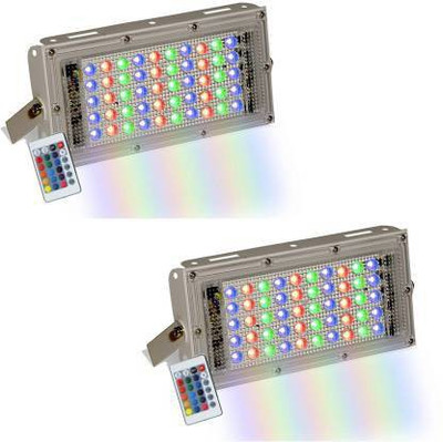 NIHAKA 50 W RGB Brick LED Flood Light for function & Festival Flood Light Pack of 2 Flood Light Outdoor Lamp(Multicolor)