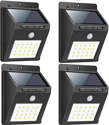 FOZZBEE Waterproof Solar Wireless Security Motion Sensor 20 LED Night Light (PACK OF 4) Solar Light Set(Wall Mounted Pack of 4)