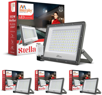 MURPHY Steller 100W Led Waterproof with Auto On/Off Day Night Light Sensor Flood Light : Pack of 4 (Cool White, BIS Approved) Flood Light Outdoor Lamp(White)