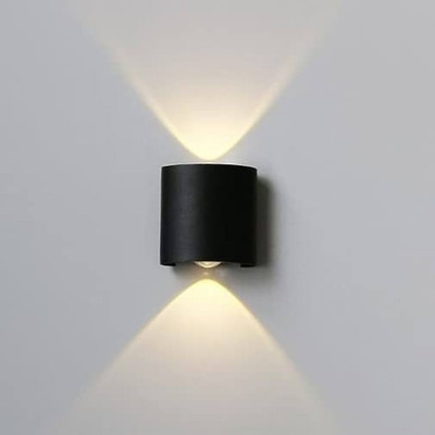 spark world ONITLIGHT107 UP Down 2 Way Oval Shape IP65 Warm White Wall Light Body Color Black Metal 3000k Indoor Outdoor Post Light Outdoor Lamp(Black)