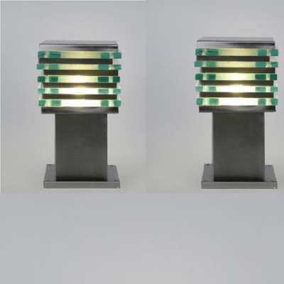 spark world SILVER_ICE_CUBE_GATE_LIGHT_2P Gate Light Outdoor Lamp(Steel, Silver)