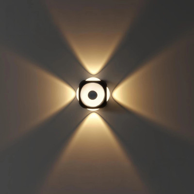 Volt Vision 4 Way Profile LED Indoor & Outdoor Lamp Up/Down Right/Left Elevation Light Rustproof & Waterproof Aluminum Body Black (Warm White) Post Light Outdoor Lamp(Yellow)