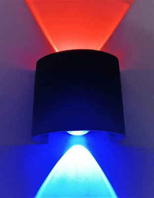 spark world Wallchiere Wall Lamp Up Down With Bulb Post Light Outdoor Lamp (Black) Gate Light Outdoor Lamp(Red, Blue)