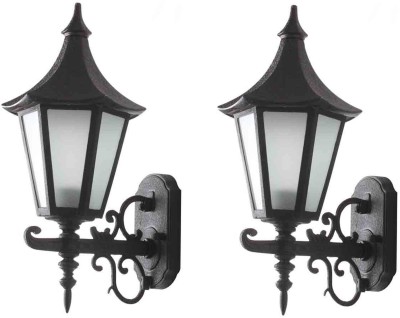 kiyah Lights Traditional Outdoor Gate Wall Lights Cast Aluminium for House Pillar Pole Gate lamp Garden Black Tecture Finished for Main gate, Pillar, Gardens, Boundary wall, roof Boundary, Pathway, pack of 2 Gate Light Outdoor Lamp Gate Light Outdoor Lamp(Black)