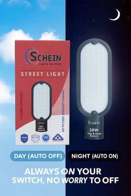 SCHEIN 28W STREET LIGHT (DAY & NIGHT SENSOR) Auto On/Off | Energy Saving | Polycarbonate Body | BIS Approved | PACK OF 1 Street Light Outdoor Lamp(White)