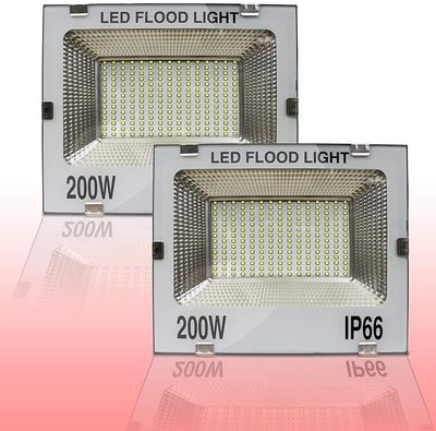Raghav trading 200 Watt Ultra Thin Slim Ip66 LED Flood Outdoor Light Cool White Waterproof Pack of 2 Flood Light Outdoor Lamp(White)