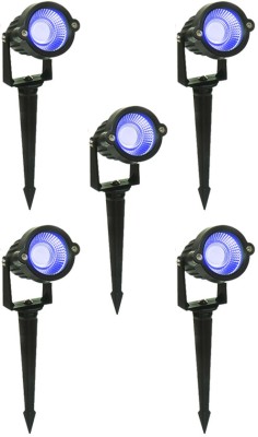 D'Mak LED Outdoor Garden Spot and Spike 5W IP65, Warm White 3000K, with 1 Year Warranty, Aluminium Body (5Watt) - Set of 05 | Garden Lights | | 5w BLUE Light | Post Light Outdoor Lamp(Blue)