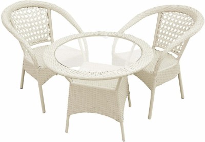 ALISHA CRAFT Metal Table & Chair Set(Finish Color - White, Pre Assembled)