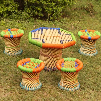 FurniGully Bamboo Table & Chair Set(Finish Color - Multicolor, Pre Assembled)