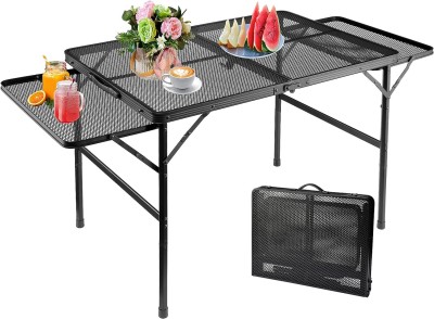 Mungat 4.5ft Large Camping Table with 2 Wing Panel, Folding Picnic Table with Carry bag Metal Outdoor Table(Finish Color - Black, DIY(Do-It-Yourself))