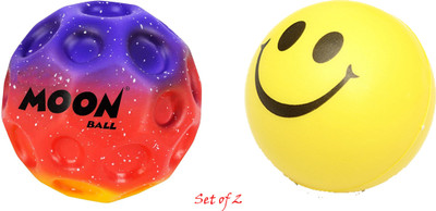 AncientKart High Bounce Moon ball with Smiley Sponge ball set of 2(Multicolor)