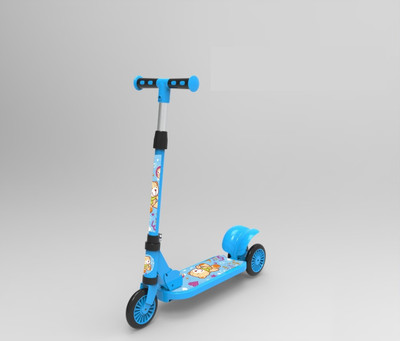 BAZKU Scooter for Kids 3 Wheeler Foldable Kick Skating Cycle with Brake Bell(Blue)
