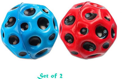 AncientKart New Single Colored Moon ball High Bouncy Planet Design set of 2(Multicolor)