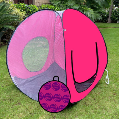SILVER SHINE Play House Foldable One Side Round Outdoor & Indoor For Kids(Grey, Pink)