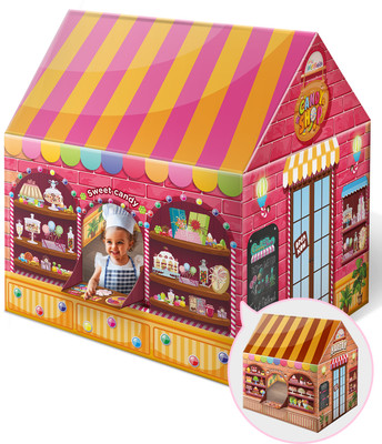 Intelliskills 2-in-1 Bakery & Candy House Themed Foldable Hut Size Tent House for Kids, 2+ Yrs(Multicolor)
