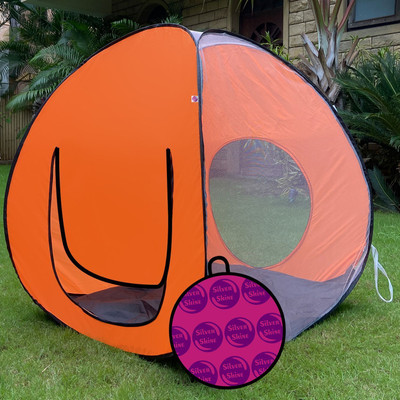 SILVER SHINE Play House Foldable One Side Round Outdoor & Indoor For Kids(Grey, Orange)