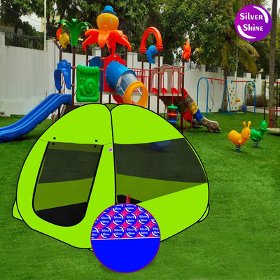 SILVER SHINE Popup Kids Play Tent House Delightful Patterns for Multi Purpose Foldable(Green, Black)