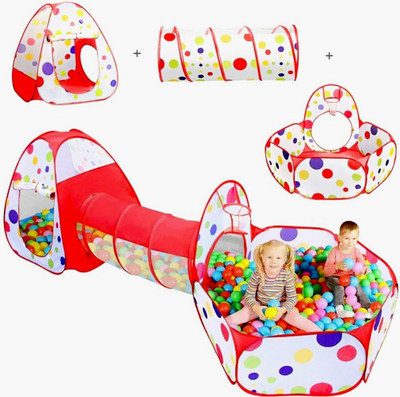 Jayaansh Traders 3 in 1 Rainbow Ball pool Tunnel With 20 Multi colour Balls…(Multicolor)