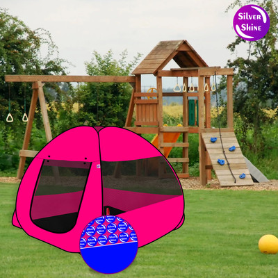 SILVER SHINE Multi Purpose Foldable delightful Patterns Popup Kids Play Tent House(Pink, Black)