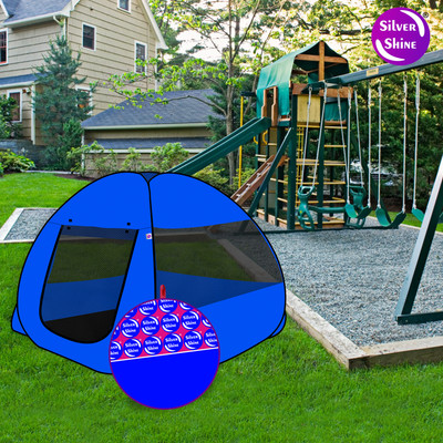 SILVER SHINE Popup Kids Play Tent House for Kids Foldable Delightful Patterns(Blue, Black)