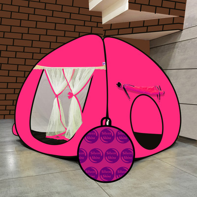 SILVER SHINE Foldable delightful patterns Popup Kids Play Tent House for Multi Purpose(Pink)