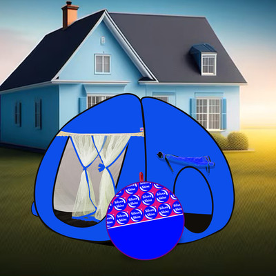 SILVER SHINE Multi Purpose Foldable Delightful Patterns Popup Kids Play Tent House(Blue)
