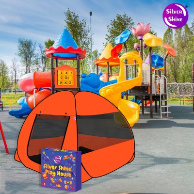 SILVER SHINE Popup Kids Play Tent House for Kids Multi Purpose Foldable(Orange, Black)