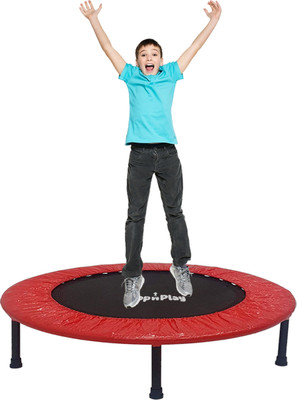 HOP N PLAY 48 inch Mini Jumping Fitness Trampoline for Kids & Adults(Black, Red)