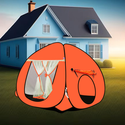 SILVER SHINE Foldable delightful patterns Popup Kids Play Tent House for Multi Purpose(Orange)