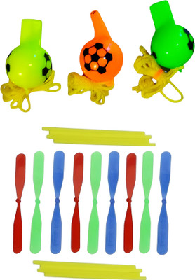 Super Easy 2 IN 1 ( 20 Pc Dragonfly + 3 Pc Football Theme Plastic Whistle ) Toys for Kids(Multicolor)