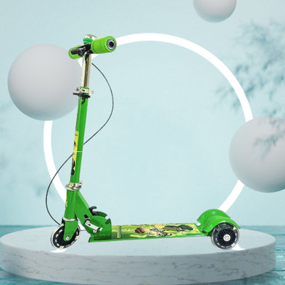 calyxia Road Runner Kick Scooter 3 Level Adjustable Height & PU LED Wheels Kids Scooter.(Green)