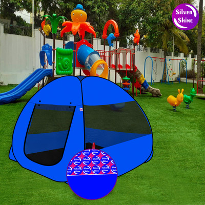 SILVER SHINE Popup Kids Play Tent House Delightful Patterns for Multi Purpose Foldable(Blue, Black)