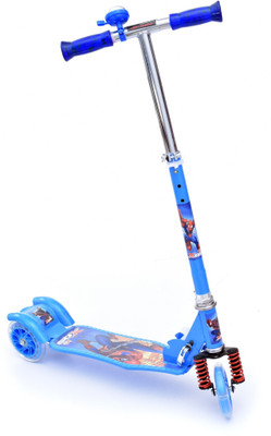 IRIS Kids 3 Wheeler Foldable Height Adjustable shockers Scooter with Bell(Blue)