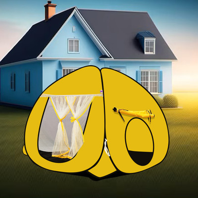 NM CREATION Foldable delightful patterns Popup Kids Play Tent House for Multi Purpose(Yellow)
