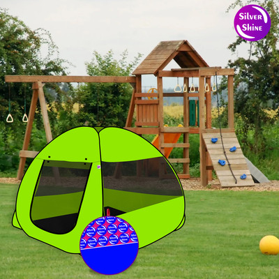 SILVER SHINE Multi Purpose Foldable delightful Patterns Popup Kids Play Tent House(Green, Black)