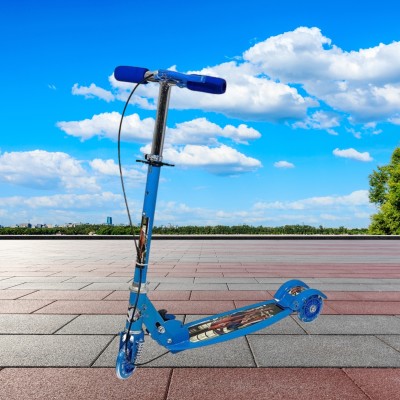 CountryLink Runner Scooter Adjustable Height With Brakes Foldable, LED PU Wheels OutdoorToy(Blue)