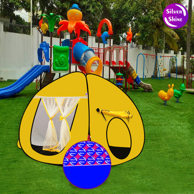 SILVER SHINE Popup Kids Play Tent House Delightful Patterns for Multi Purpose Foldable(Yellow)