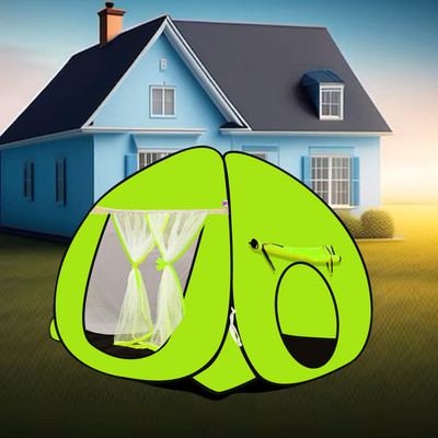 SILVER SHINE Foldable delightful patterns Popup Kids Play Tent House for Multi Purpose(Green)
