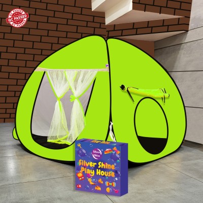 SILVER SHINE Foldable delightful patterns Popup Kids Play Tent House for Multi Purpose(Green)