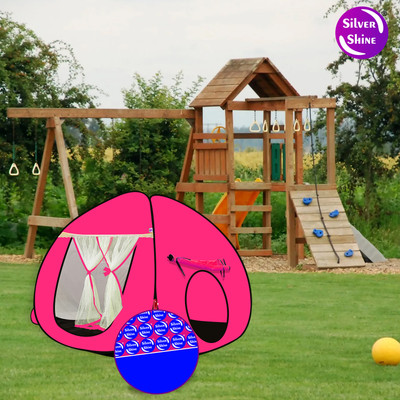 SILVER SHINE Multi Purpose Foldable delightful Patterns Popup Kids Play Tent House(Pink)