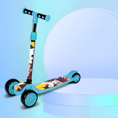 Keekos Scooter for Kids 3 Wheeler Foldable Kick Skating Cycle with Brake Bell LED-Wheel(Blue, Black)