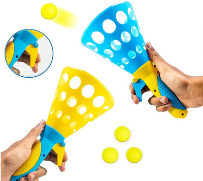 Prapti Mart Click and Catch Ball Launcher Game with 3 Balls Toy Set for kids Age 3 & Above(Multicolor)