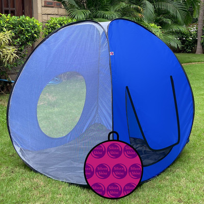 SILVER SHINE Play House Foldable One Side Round Outdoor & Indoor For Kids(Grey, Blue)