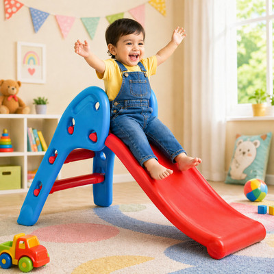 PLAYGRO Freestanding Foldable Garden Baby Slides for Kids & Toddlers, Indoor/Outdoor(Blue)