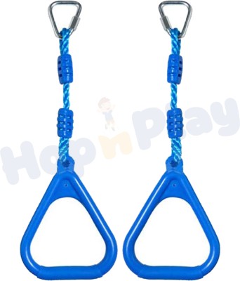 HOP N PLAY Kids Hanging Triangle Gymnastic Fitness Ring Set - Monkey Bar Rings(Blue)