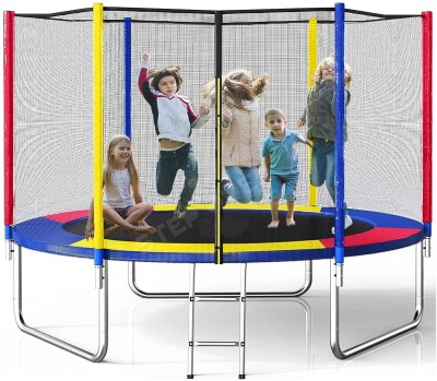 Step Over StepOver 8 Ft GS Jumping Trampoline with Safety Net for Kids & Adults, outdoor(Multicolor)