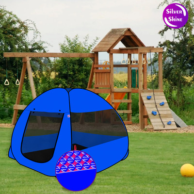 SILVER SHINE Multi Purpose Foldable delightful Patterns Popup Kids Play Tent House(Blue, Black)